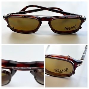 NWOT Persol Optical Frames with Clip-On Sunglasses Mod. 3035